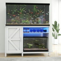 Uforic 55-75 Gallon Fish Tank Stand with Electrical Sockets & RGB Lighting – for Turtle Enclosures and Lizard Habitats – Supports Up to 900 lbs – White Cabinet