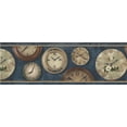 thumbnail image 2 of Plaques Beiges Marron avec Horloges Murales Bleu Papier Peint Bord Design Rétro, Rouleau 15' x 8'', 2 of 3