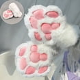 thumbnail image 6 of Byfri White Furry Cat Paw Full Finger Mittens, Plush Animal Gloves for Themed Festivities, White 32x24cm, 6 of 7