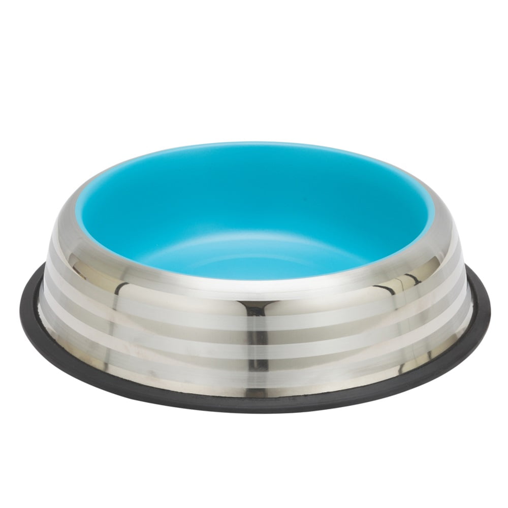 Elevated Pet Feeder with Stainless Steel Bowls - N/A - Pacific Blue