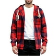thumbnail image 2 of FDGIU Men's 2025 Flannel Lined Plaid Jacket - Button Down Hooded Flannel, Winter Workwear with Fleece Lining, Outdoor Shirt Coat, 2 of 7