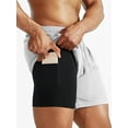 thumbnail image 2 of Cadmus Men's 2 in 1 Running Shorts with Liner,Dry Fit Workout Shorts with Pockets,1070,3 Pack,Black/Grey/White,2XL, 2 of 8