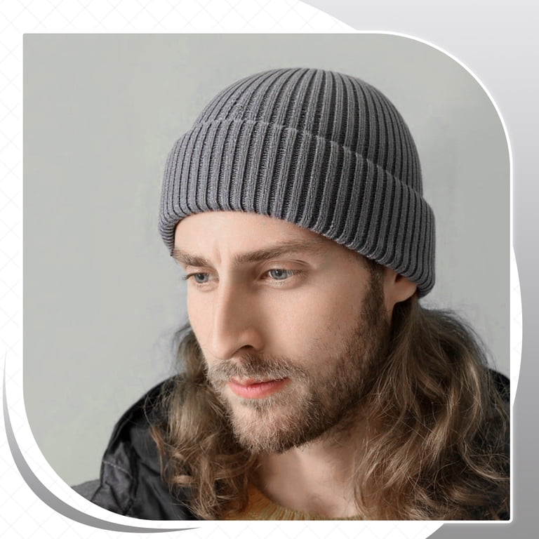 Soft Rib Knit Beanie Unisex Warm Winter Hat Stylish Minimal Outdoor Activities RTS Slate Double Brim Knit Beanie // Outdoorsy Earthy Boho  main image 4