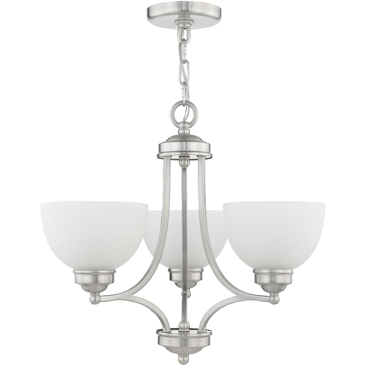 3 Light Brushed Nickel Chandelier with Satin Glass Shade