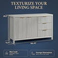 thumbnail image 3 of OAKHAM Storage Cabinet with 3 Drawers, Fluted Sideboard Buffet with Adjustable Shelf, Pale Oak, 3 of 7