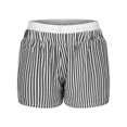 thumbnail image 6 of QQAMB Womens Strip Shorts Elastic Waisted Casual Summer Comfy Loose Homewear Outwear Shorts with Pocket Black L, 6 of 7