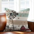 thumbnail image 3 of Windmill Farmhouse Pillow Covers 24x24 Inch, Vintage Teal Brown Wooden Butterfly Linen Pillowcase with Invisible Zipper, Decorative Throw Pillow Covers Cushion Case for Couch Sofa Bed Living Room, 3 of 9