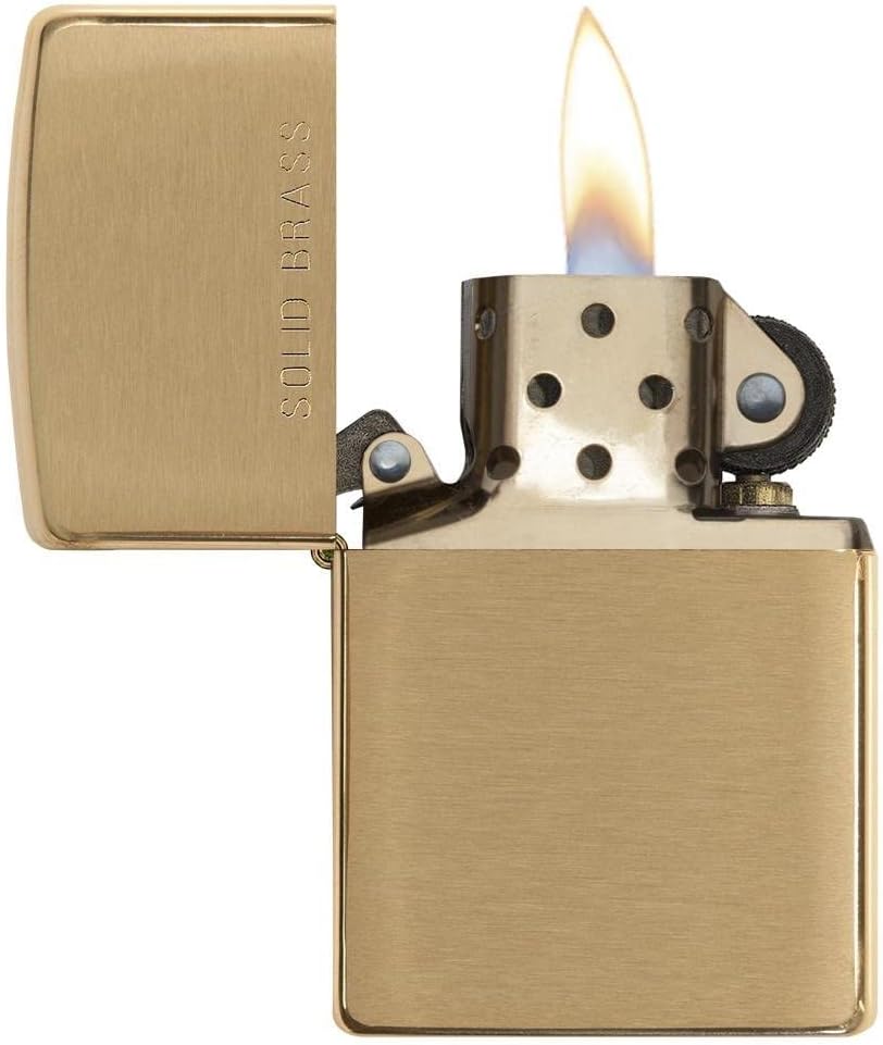 Zippo Lighter - Personalized Custom Message Engrave on Brass Zippo Lighter (Solid Brush 204)