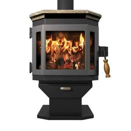 Satin Black Catalyst Wood Stove with Charcoal Door and Soapstone