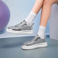 thumbnail image 6 of Ticikt Women's Glitter Platform Athletic Tennis Walking Shoes Sparkly Sequin Lightweight Non Slip Casual Comfort Fashion Sneakers,Color:Silver,Size:8, 6 of 9