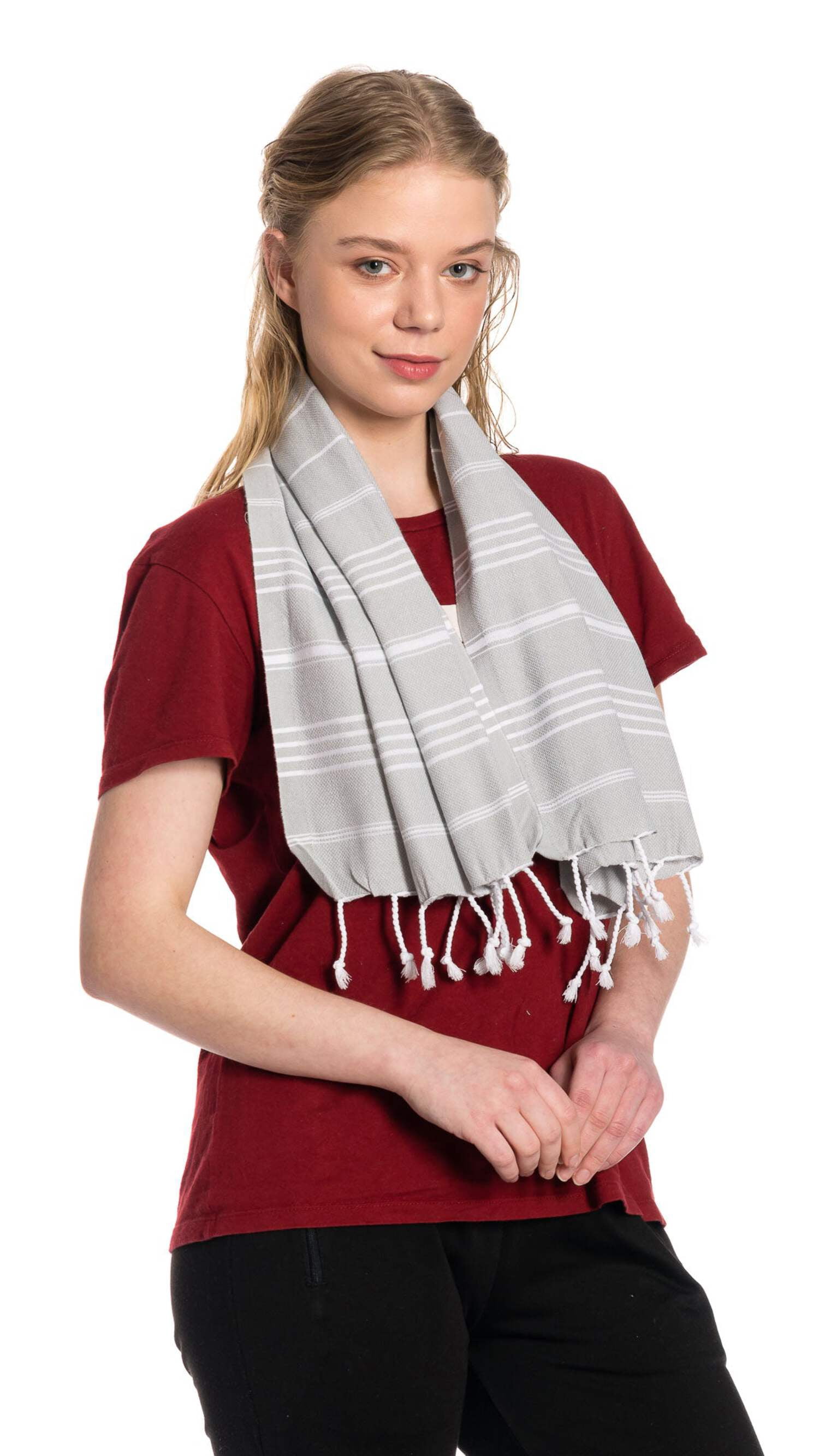 Clotho Turkish Hand Towel Set of 4, Silver Gray, 100% Cotton 18 X 40 inches (Classic)