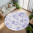 thumbnail image 2 of Spring Purple Flower Washable Area Rug&nbsp;5 ft Hydrangeas Floral Leaf Farm Plants Soft Round&nbsp;Rugs for Living Room, Non Slip Carpet for Bedroom&nbsp;Entryway Dining Room, 2 of 9