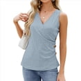 thumbnail image 2 of Camisetas Sin Mangas de Verano para Mujer, Informales, con Bordado de Ojales, Cómodas, con Diseño de Botones, Corte Entallado, Básicas. Azul XL, 2 of 10