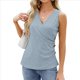 thumbnail image 2 of Camisetas Sin Mangas de Verano para Mujer, Informales, con Bordado de Ojales, Cómodas, con Diseño de Botones, Corte Entallado, Básicas. Azul L, 2 of 10