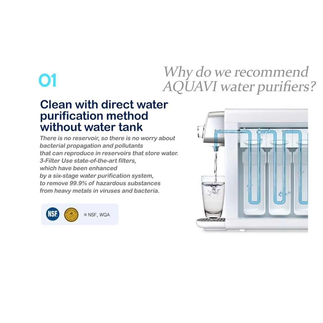 AQUAVI Alkaline Spring Countertop Water Filtration Purification System, 3 Stage Water Filter, Bottleless Water Dispenser, No Electricity Required(White)