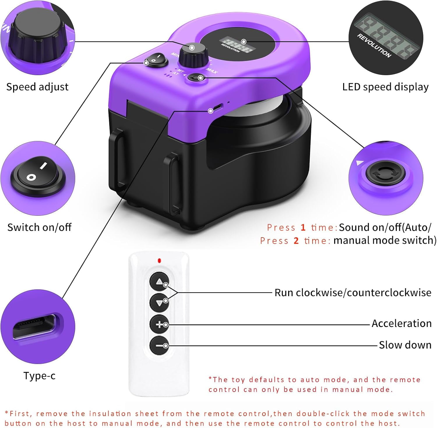 Pet Deluxe Interactive Cat Toy for Indoor Cats, Cat Feather Toy Treadmill for Bored Kitten Puppy Play Chase Run Exercise, Auto/RC Control DIY Cat Mouse Hunting Toy-Purple