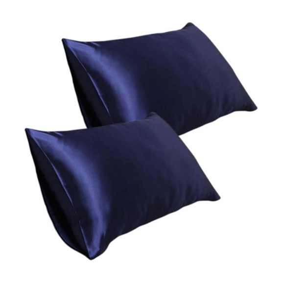 AUQ Silk Pillow Cases,Experience True Luxury Pillow Covers,Prevents Wrinkles and Blemishes Pillows,Dark Blue