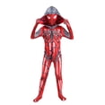 thumbnail image 2 of Cosplay Costume Red and Black Patterned Spidery Hero Hooded Bodysuit for Halloween Party Role Play Comic Con Dress Up, 2 of 4