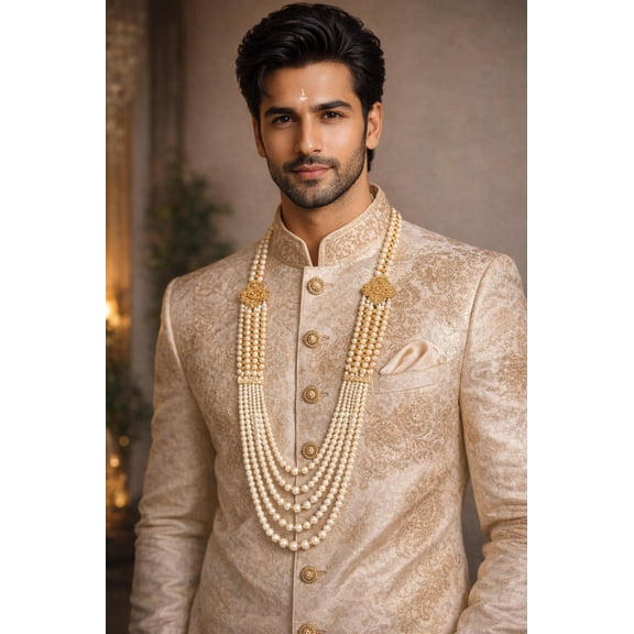 Gold Plated Necklace Set For Women Ruby Emerald CZ Pearl Jhumka Wedding Jewelry Kundan Stone Necklace Set with Pearl Drops & Matching Jhumka Earrings – Wedding & Party Wear