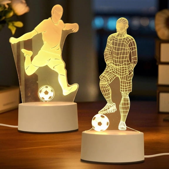 Soccer Night Light Gifts, Soccer Light 3D Illusion Lamp Futbol with 3 Colors, Flashing Changing for Birthday Christmas Ornament Gifts Bedroom Decor