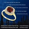 thumbnail image 2 of Gem Stone King 10K Yellow Gold Red Garnet and White Diamond Women Engagement Ring (2.02 Cttw, Cushion Cut 7MM, Available in Size 5, 6, 7, 8, 9), 2 of 7