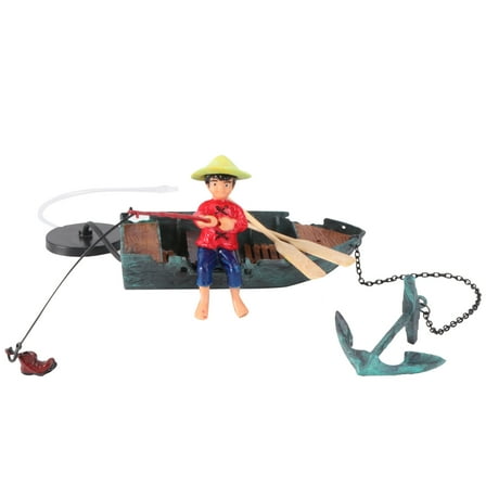 UEETEK Aquarium Fisherman Adornment Resin Air Pump Decor Dynamic Underwater View 1Pc