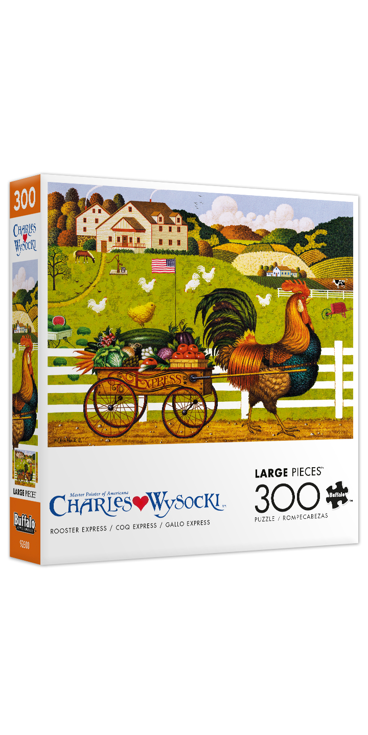 Buffalo Games Rooster Express 300-Piece Interlocking Jigsaw Puzzle for Adults Ages 14-99 Years
