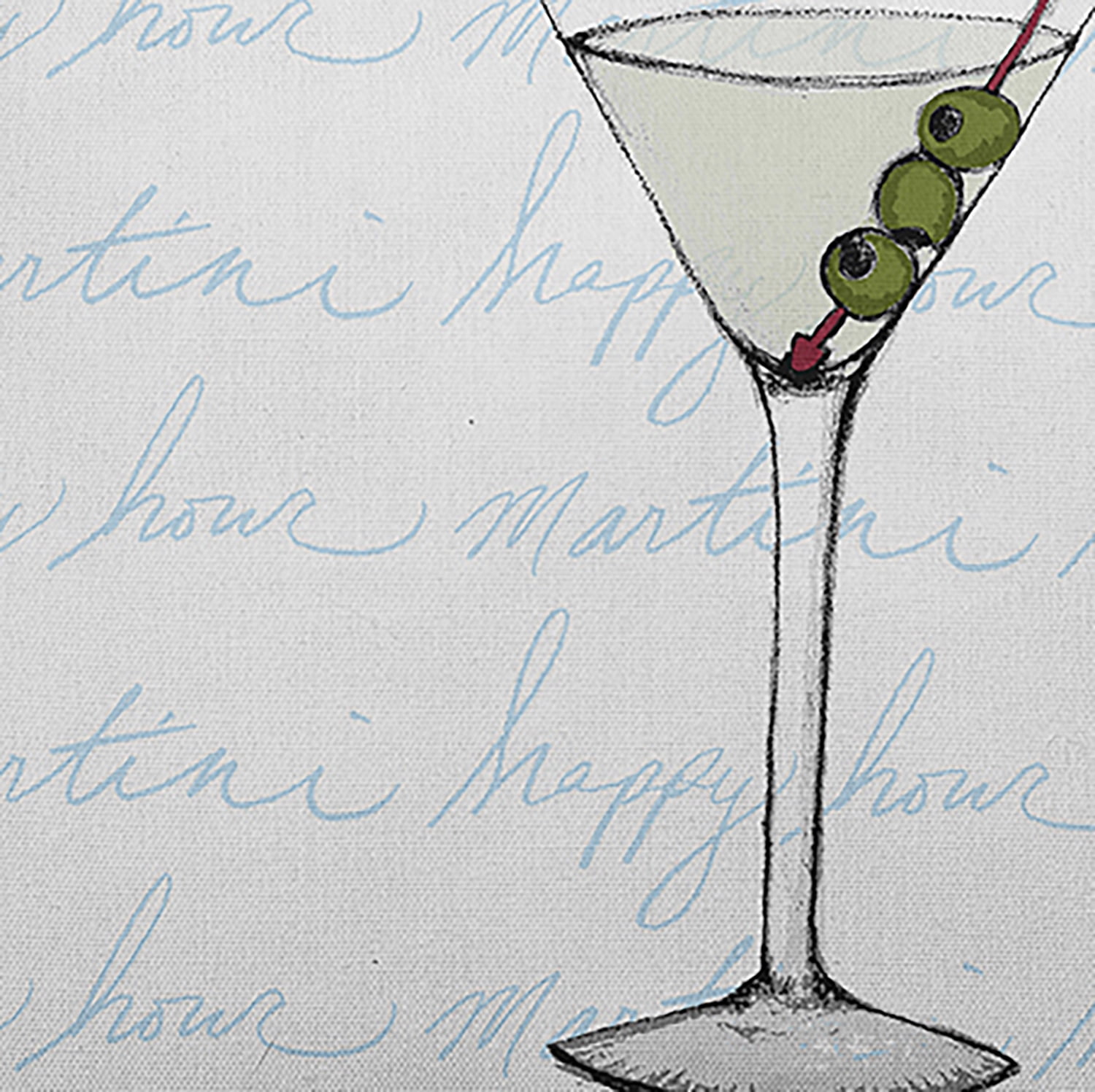 Simply Daisy, 14" x 20" Martini Glass Text Fade Pale Blue Abstract Decorative Outdoor Pillow