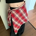 thumbnail image 4 of Huhudde Unisex Checkered Layered Short Wrap Skirt Irregular Pleated Apron Skirt Tie Up A Line Hip Scarf Overskirt Shirt Extender, 4 of 17