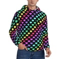 thumbnail image 2 of Kdxio Rainbow Hearts Print Mens Casual Hooded Collar Drawstring Hoodies Pullover Sweatshirts Casual Long Sleeve Shirts-Small, 2 of 7