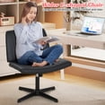 thumbnail image 4 of Criss Cross Chair, Armless Vanity Chair Cross Legged Office Chair, Adjustable Wide Swivel Desk Chair for Home Office No Wheels, Black, 4 of 7