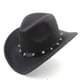 thumbnail image 4 of Western Cowboy Hat, Roll-up, Wide Brim With Punk Rivet Belt Capblue, 4 of 5