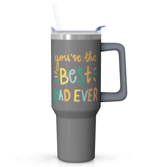 Practical Gift for Dad, Best Dad Ever 40oz Tumbler, Stainless Steel Insulated Coffee Cup with Lid & Straw, For Father's Day, Birthday, Christmas from Appreciative Daughter or Son
