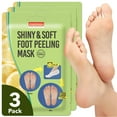 thumbnail image 1 of Purederm Mascarilla exfoliante para pies brillante y suave (paquete de 3) - Para una piel de bebé suave y húmeda con exfoliante, callos, piel seca y talones agrietados - Hombres y mujeres, 1 of 5