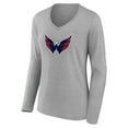thumbnail image 2 of Women's  Gray Washington Capitals Primary Logo Long Sleeve V-Neck T-Shirt, 2 of 3