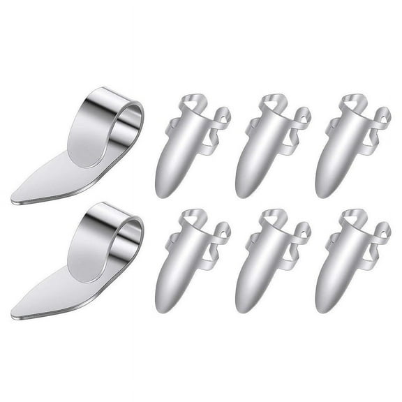 8Pcs Guitar Thumb Finger Picks Stainless Steel with Plastic Case for Electric Ukulele (Silver)