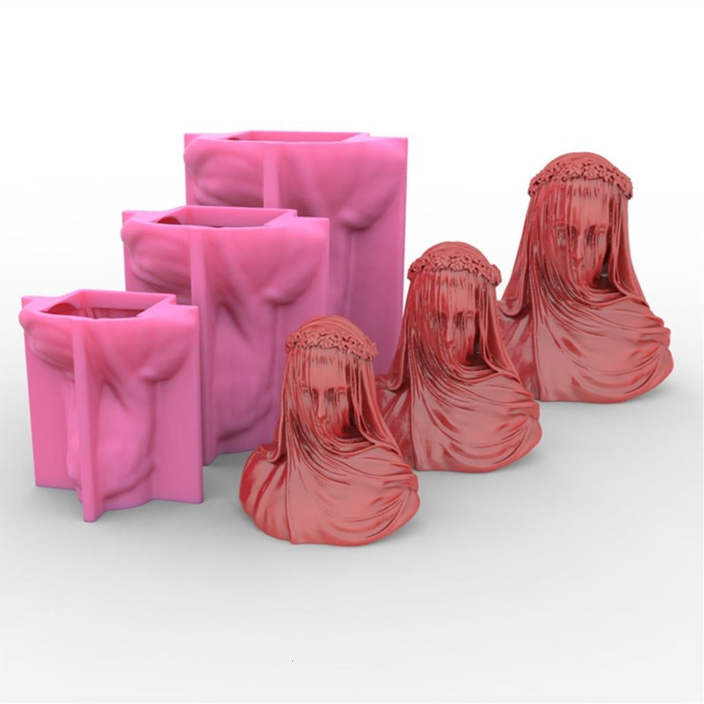POYOGA Mysterious Veil Female Candle Silicone Mould Plasters Crafts Making Supplies