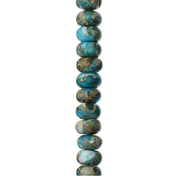 12 Pack:  Aqua Serpentine Rondelle Beads - 8mm by Bead Landing