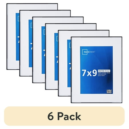(6 pack) Mainstays – 5x7 Picture Frame – Black Front Loading 7x9 Matted Wall or Tabletop Photo Frame