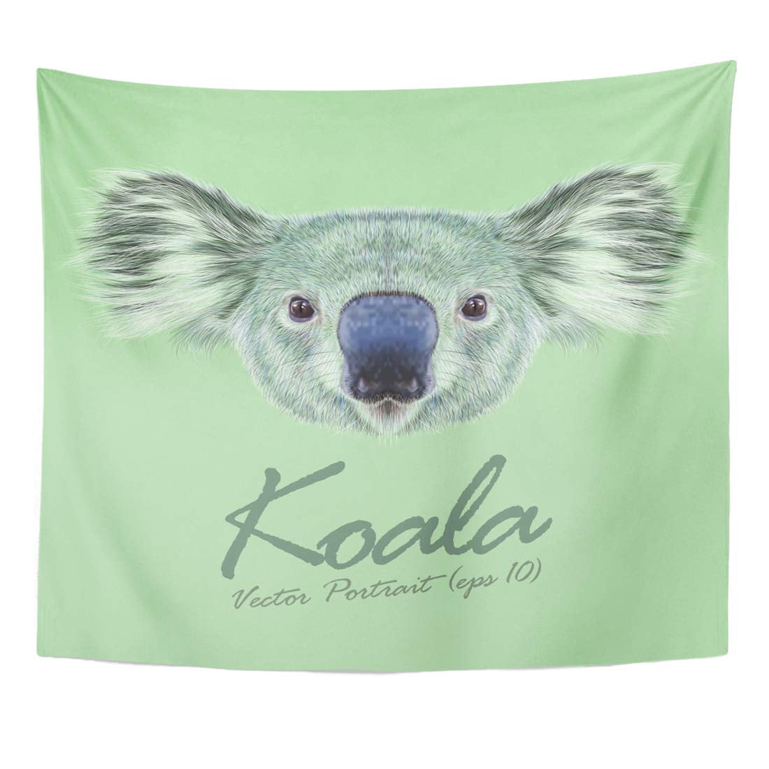 ZEALGNED White Illustrative Portrait Koala Bear Cute Fluffy Wall Art