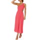 thumbnail image 4 of SAYOO vestidos largos acampanados para mujer 2022, verano sin mangas de un hombro fruncido Color sólido recorte de una pieza SAYOO casual, 4 of 6