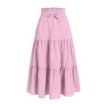 thumbnail image 4 of ASEIDFNSA Girls Smocked Waist Maxi Skirt with Tiered Hem Long A Line Fit and Soft Fabric (Pink,5-6 Years), 4 of 5