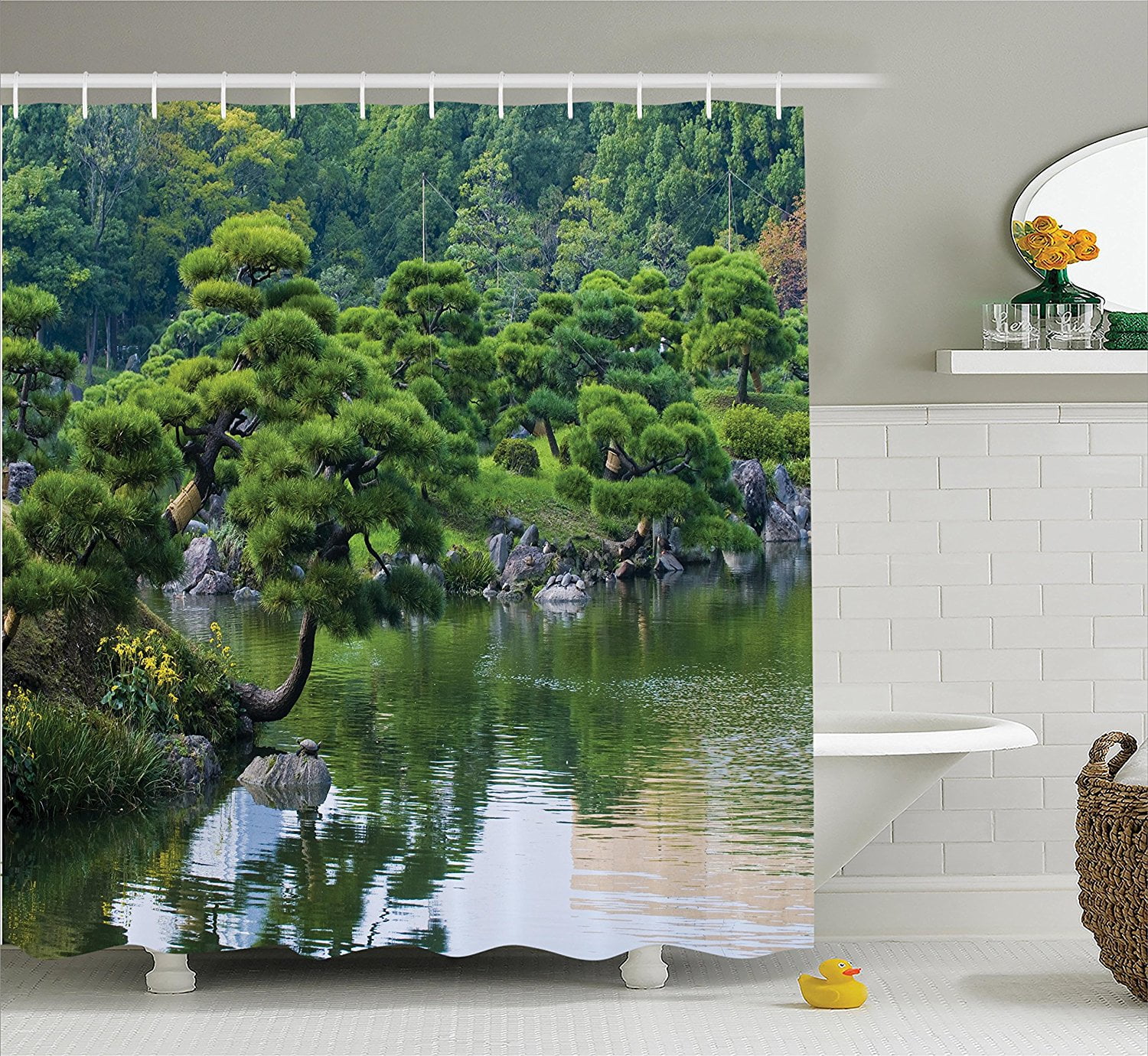 Details about   Winter Shower Curtain Trees in Cold Day Lake Print for Bathroom 