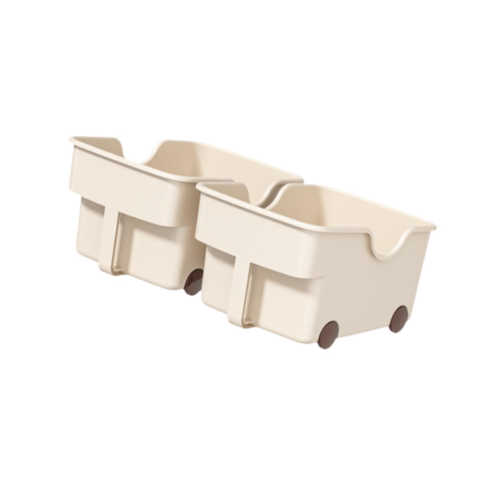 Baoblaze 2Pcs Kitchen Cabinet Organizer Bin Storage Box Food Organizing Deep Wheeled Container for under Sink Kitchen Countertop Sewer