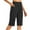 Black, variant on Womens Workout Long Shorts High Waisted Bermuda Shorts Loose Solid Tummy Control Walking Running Yoga Short Black