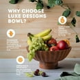thumbnail image 3 of Luxe Designs | Acacia Wood Footed Bowl– Handcrafted Decorative Fruit Bowl with Elegant Carving Design for Dining, Serving, and Home Décor- 12 Inch Wooden Pedestal Bowls, 3 of 7