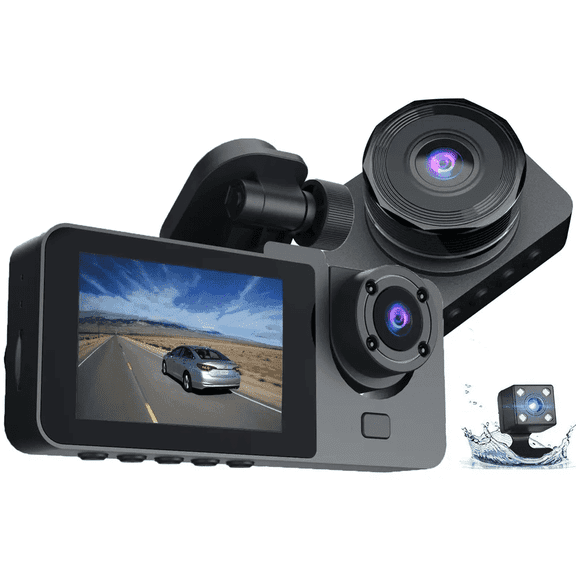 Dash Cam Front Back and Inside 3 Channel 1080p 360° Surveillance