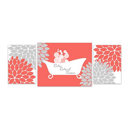 Unframed Prints Choose Your Sizes Bathroom Wall Art Coral Grey Bathroom Decor Bathtub Relax Refresh Renew Bath78 Digitally Created By Wall Art Boutique Walmart Com Walmart Com