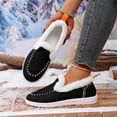 thumbnail image 4 of Snow Boots Slip on Penny Loafers for Women Casual Fleece Lined Warm Winter Warm Walking Flats Ankle Booties Black Size 6, 4 of 6