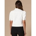 thumbnail image 3 of DARING DIVA Women's Short Puff Sleeves Button-Down Denim Jacket S White, 3 of 6